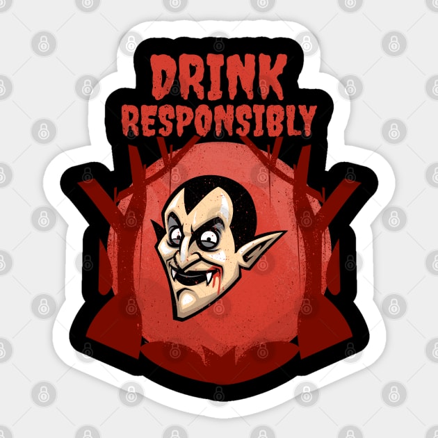 Drink Responsibly – Vampire Edition Sticker by Stylecombinator